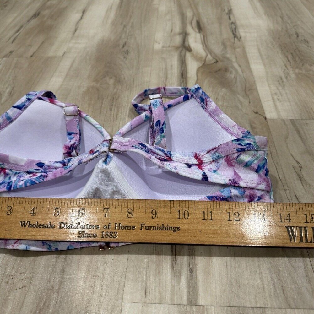 womens nicole miller Swim Top Bra Size Large L Cabana Hibiscus $98 Msrp - Picture 2 of 6